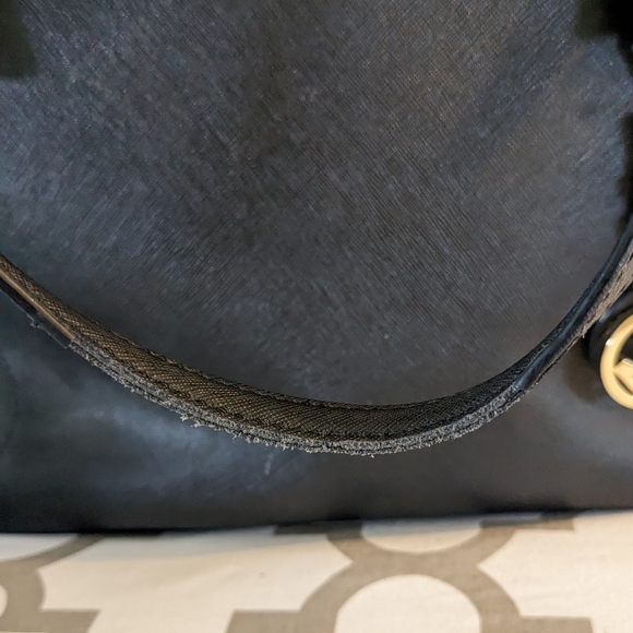 SALE!!! Michael Kors Jet Set Saffiano Black Leather Signature Lg Satchel Handbag - Picture 16 of 16